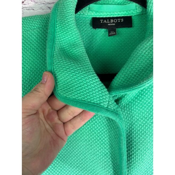 Talbots Womens Textured Green Button-Up Jacket With Pockets Size PL - Picture 11 of 14